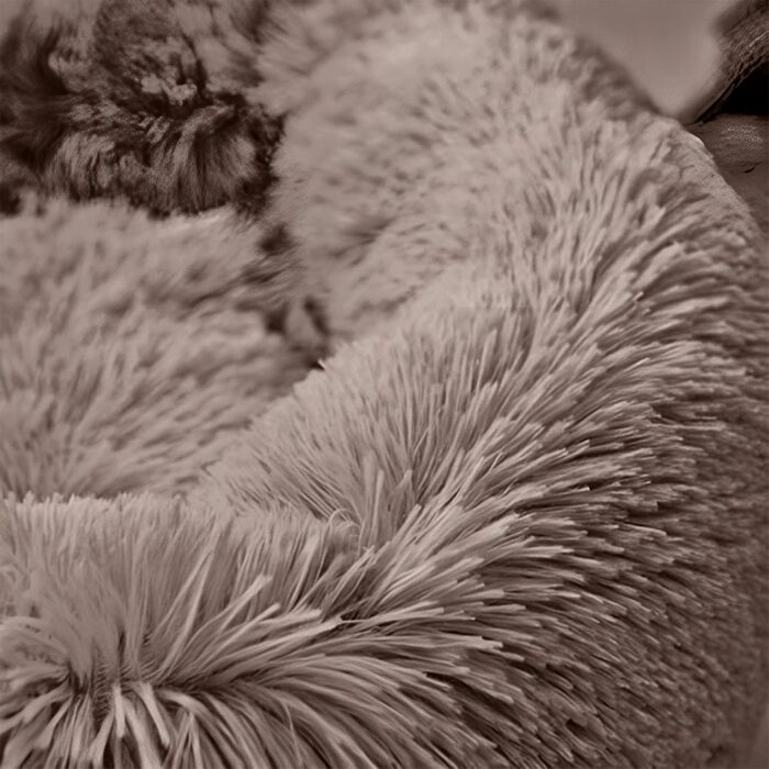 М'яке ліжко для собак та котів великих порід - кругле пухнасте ліжко з високими бортиками - антиковзаюче дно - силіконова наповнювач - комфортне місце для сну - 90 см - зручне та довговічне - бежеве