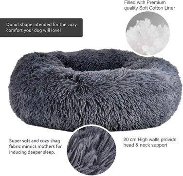 Кругле м'яке ліжко для собак та котів Haoye, плюшеве, зручне, миється, Ø 50 см, бордовий