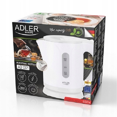 Електричний чайник Adler AD1371W, 850 Вт, 0,8 л, білий