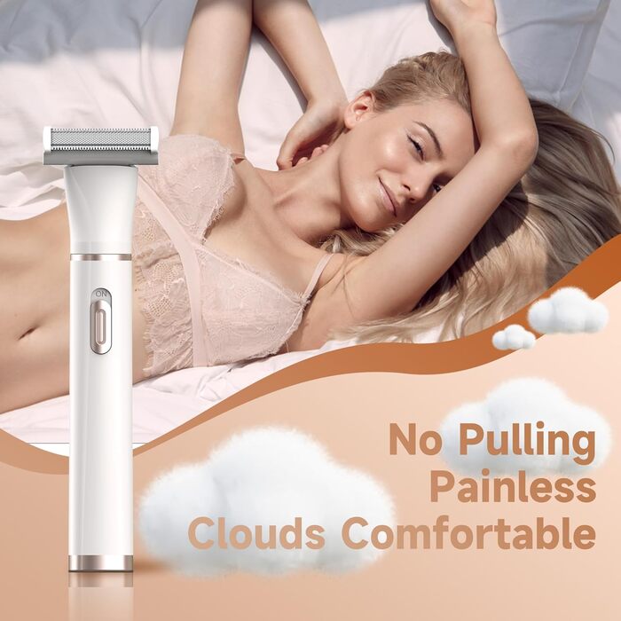 Електричний жіночий інтимо-голений апарат 5-в-1 для обличчя, бікіні-зони, ніг, носа та вух. Бездротовий, для вологого та сухого гоління. Білий.