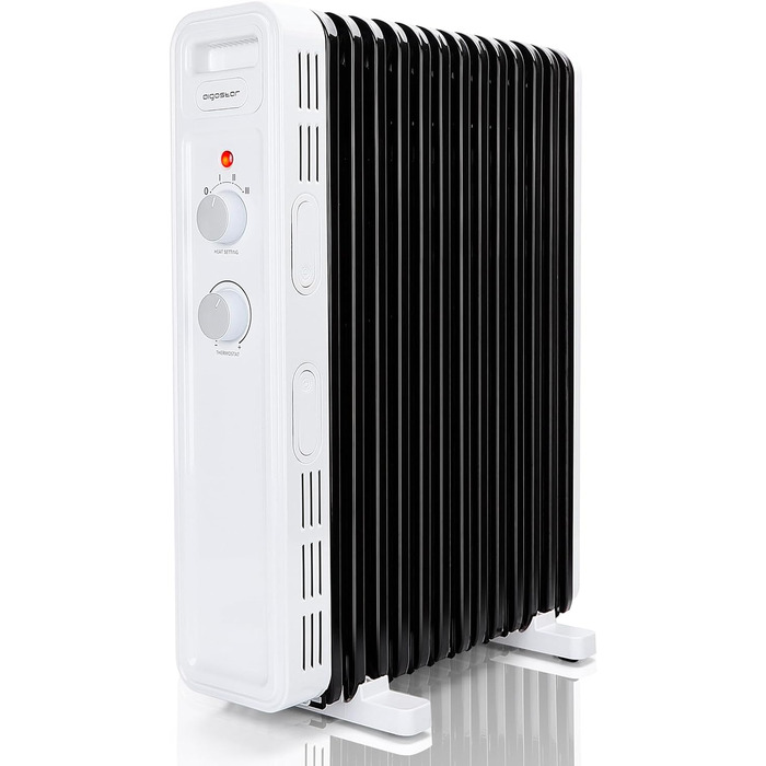 Масляний радіатор Aigostar 2500W з 13 ребрами: електрична портативна теплова батарея з термостатом та захистом від перегріву