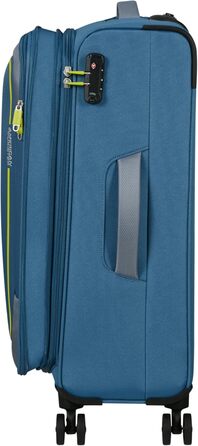 Валіза American Tourister Pulsonic Spinner L, розширювана, 81 см, 113/122 л, синя, поліестер