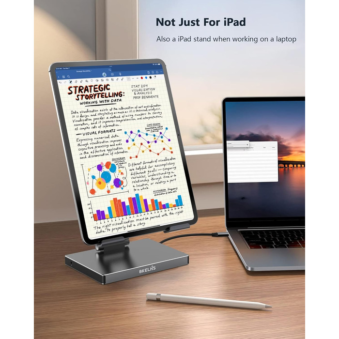 Хаб-станція для iPad Pro/Air M5/M3/M4 з USB-C, 9-в-1: HDMI 4K, RJ45, SD/TF, 3 USB 3.0, 3.5mm Audio, для Samsung Tablet