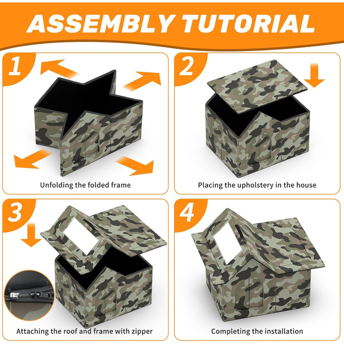 Кіт Будинок для вулиці, зимостійкий, знімні подушки, захист від холоду для котів, з дверними завісами, легко збирається, зелений, 33 x 38 x 43 см