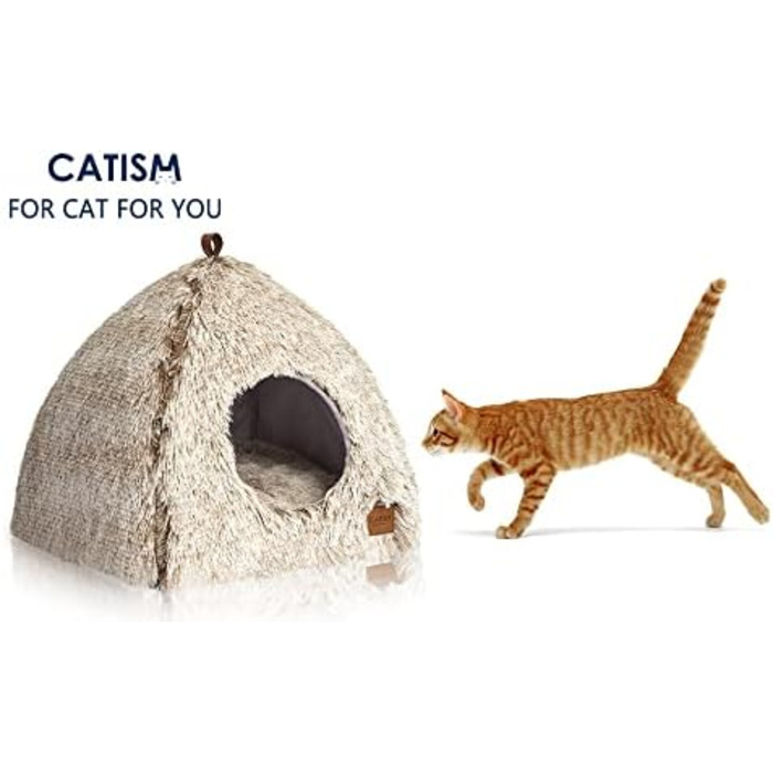 Cat Bed Washable Cat Sleeping Place for Cats Cat Cave Plush Pet Cat Head Pillow Cat House Cat Cushion Fluffy Kitten Puppy Snuggle Bed Pet Bed White (Coffee, Medium)