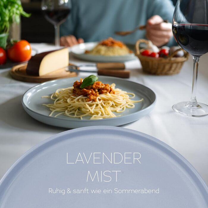 Набір посуду Feinsteinzeug на 6 осіб, 18 частин: міцний та стійкий до подряпин, бежевий глянцевий | Тарілки, тарілки для десерту та миски для 6 осіб - Magnetiks (Лавандова Мгла | 18 частин)