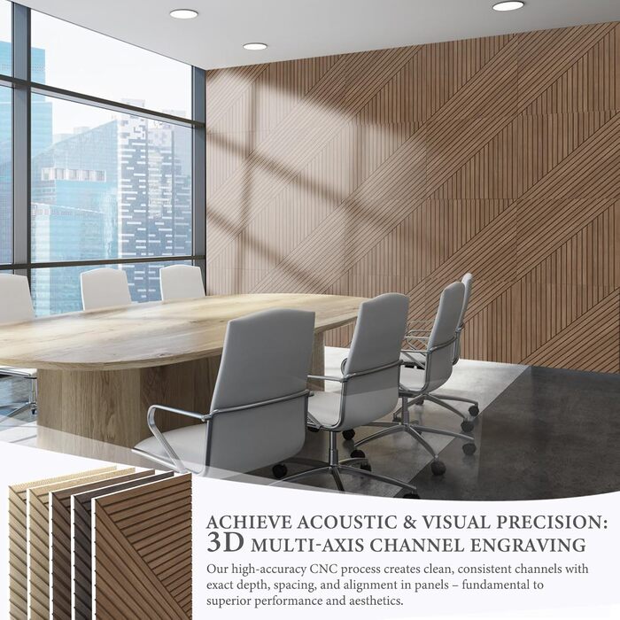 Акустичні панелі JBER (6 шт), самоклеючі звукопоглинаючі стінові панелі для офісу, студії та дому, 180 x 120 см, колір тик