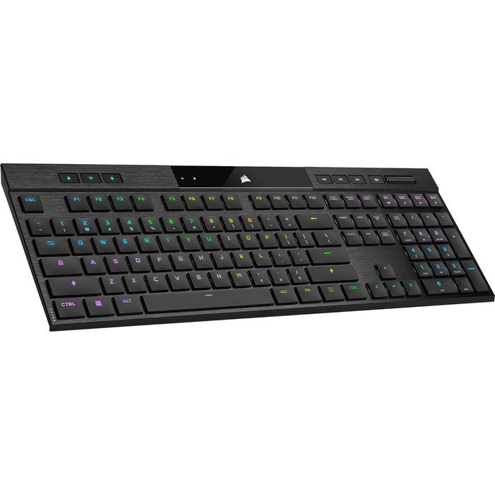 Ігрова механічна клавіатура Corsair K100 Air Wireless RGB з перемикачами Cherry MX Ultra Low Profile, Bluetooth, QWERTZ DE, чорна