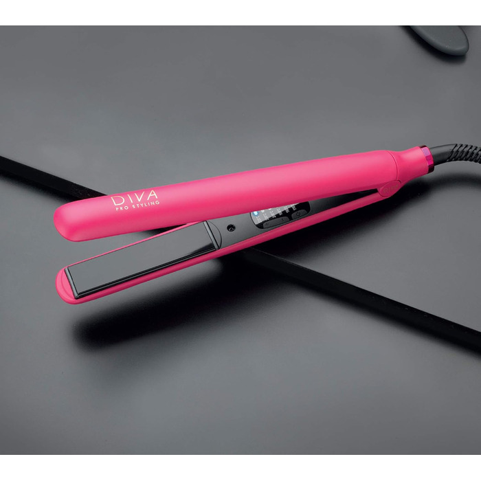 Diva Pro Styling Digital Flat Iron - Ceramic Plates - Auto Shutoff - 3m Cord (Magenta)