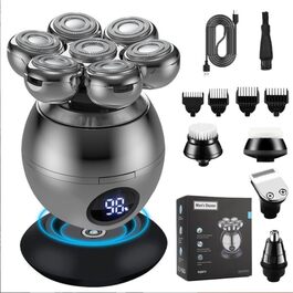 Електричний гострострумний апарат для гоління чоловічий 6-в-1 з LED дисплеєм, IPX6 водонепроникний, бездротовий, з індикатором заряду батареї