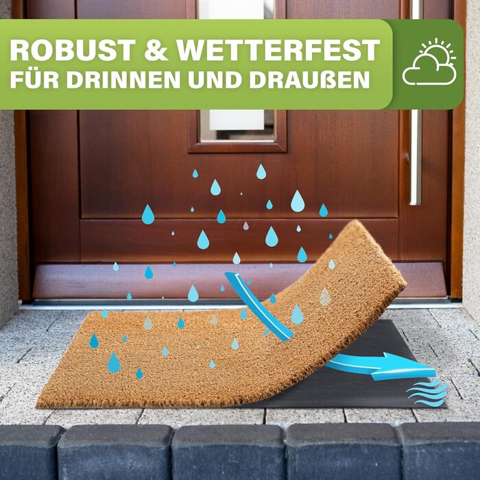 Кокосовий килимок для підлоги [водостійкий] - надміцний - для входу [зовнішній] - килимок для входу 40x60 см, натуральний