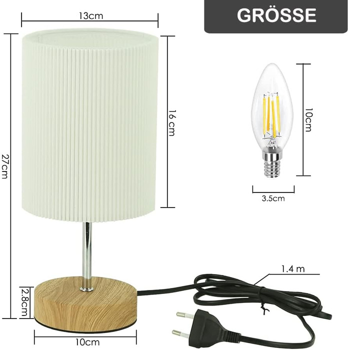 Торшер на тумбочку з сенсорним керуванням, диммування, 3 режими яскравості, мінімалістичний, для читання, циліндричний, 1 шт.