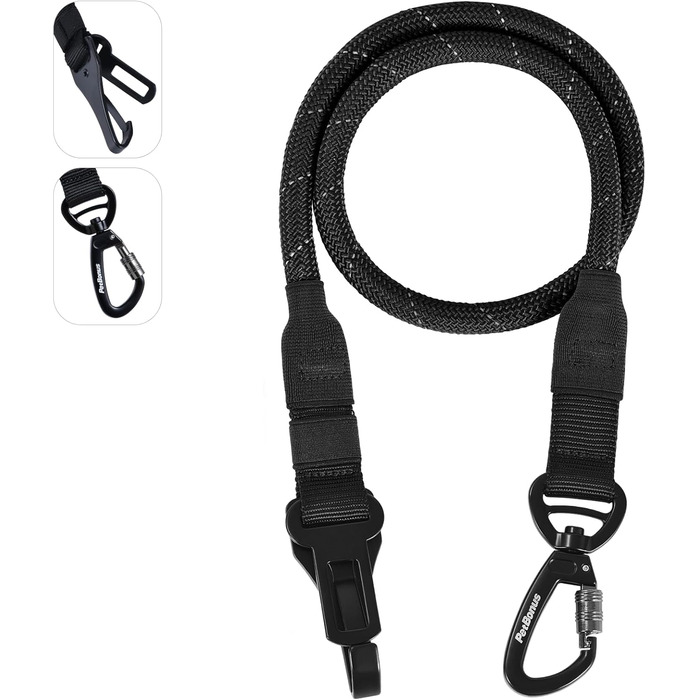 Автомобільний поводок-пояс для собак PetBonus: безпечний та надійний, для малих, середніх та великих собак (чорний)