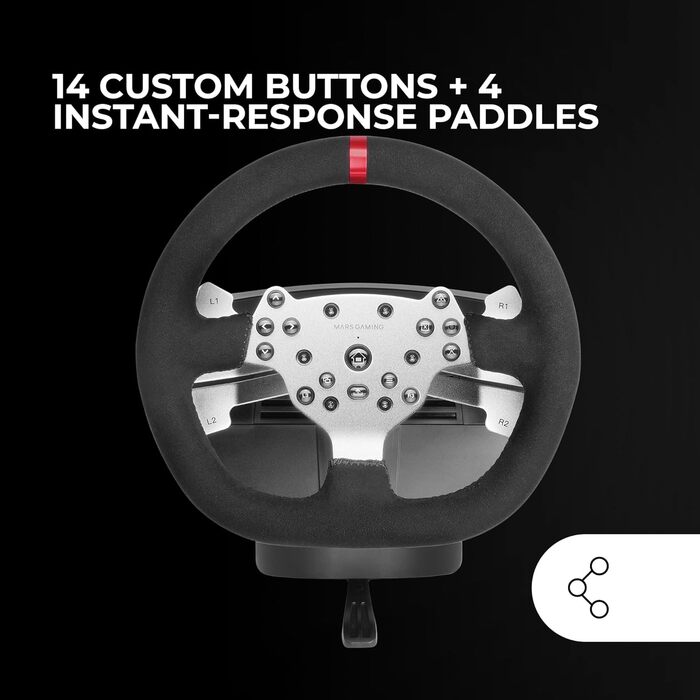 Кермо Mars Gaming MWH-RSX для SimRacing з Force Feedback та 3 педалями, 12 передач, 14 кнопок, PC/PS4/Xbox Series X|S