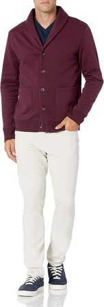 Чоловіча в'язана кофта Amazon Essentias з капюшоном та коміром-шарфом (XXL, Бордовий)