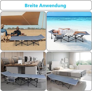 Ліжко похідне складане для кемпінгу та гостей, 190x62x38 см, з сумкою для транспортування - Feldbett