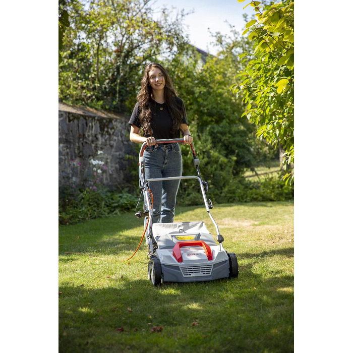 IKRA Elektro Scarifier Lawn Aerator IEVL 1838, 40l Collection Basket, Working Width 38cm, Adjustable Working Depth