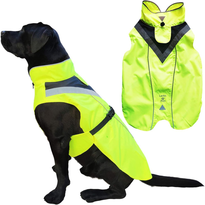 Lautus Pets Dog Raincoat, Waterproof, Reflective, Light Yellow with Collar Hole (XL, Yellow)