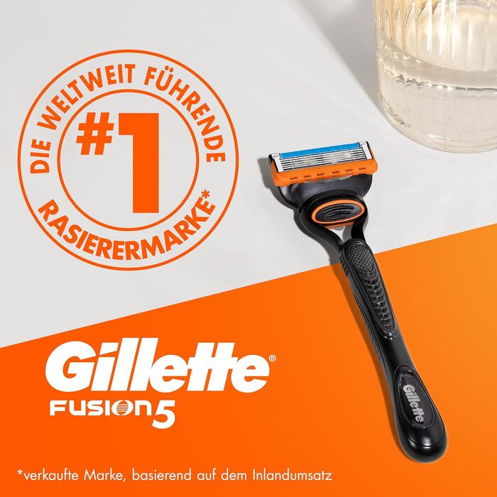 Бритва Gillette Fusion5 для чоловіків, металева, чорна (набір: 1 станок + 1 змінний касетний блок)