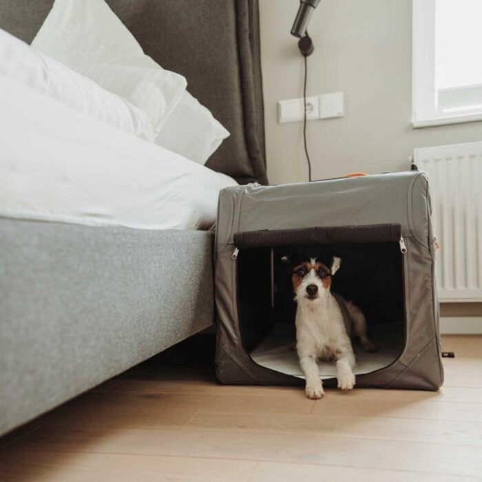 Складана переносна переносна собача будка HUNTER з алюмінієвим каркасом, сірого/помаранчевого кольору, S, 61 x 43 x 46 см