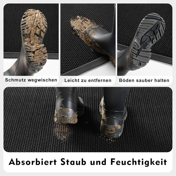 Килимок привідний вуличний 40x60 см, протиковзний силіконовий килим для бруду та пилу, вологостійкий та придатний для прання, чорний