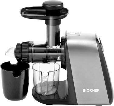 Соковижималка BioChef Axis Compact горизонтальна, 150 Вт, 80 об/хв, для пшениці та листової зелені, срібляста