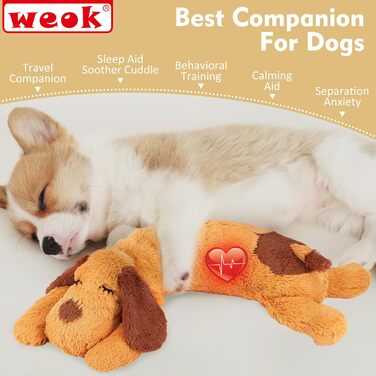 Heartbeat Puppy Toy – Comfort Cuddle Pillow, to Relieve Anxiety, Soothing Aid, Heartbeat Toy for Dogs, Puppy Heartbeat Toy, Sleep Aid