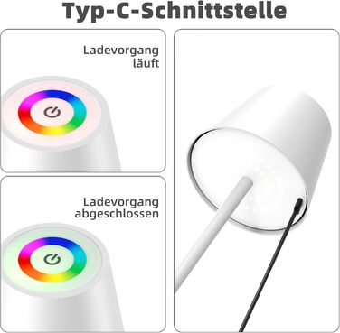 LED-лампа Qsky настільна бездротова диммерна акумуляторна, перезарядна тепле світло 3000K+RGB, алюміній, вологостійка для ресторану, спальні, бару, IP54 (срібна 2 шт.) (біла 2 шт.)