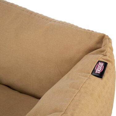 ТРИКСІ Лежанка для собак Марлі 80 x 60 см – кутовий собачий кошик для середніх собак, зручна лежанка з високоякісним бавовняним покриттям Canvas, м'яка та пральна – 37691 (Окре, 60 x 50 см)