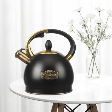 Чайник для заварювання чаю, класичний чайник з нержавіючої сталі, чайник з холодною ручкою для плити, 3 л (Чорний)