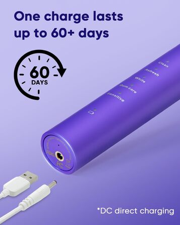 MySmile DY156 Електрична зубна щітка для дорослих, акумуляторна звукова зубна щітка, портативна з 3 насадками, таймер 2 хвилини, 5 режимів, 45000 VPM, 60 днів від заряду, блакитна, 1 шт.