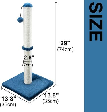Дім-подвір'я для котів Dimaka, 74 см, з сизалевого мотузка та м'якого плюшевого покриття (Блакитний)
