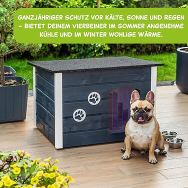 Будка для собак середнього розміру Outentin - тепла, ізольована, для вулиці, сіра, 76x60x60 см