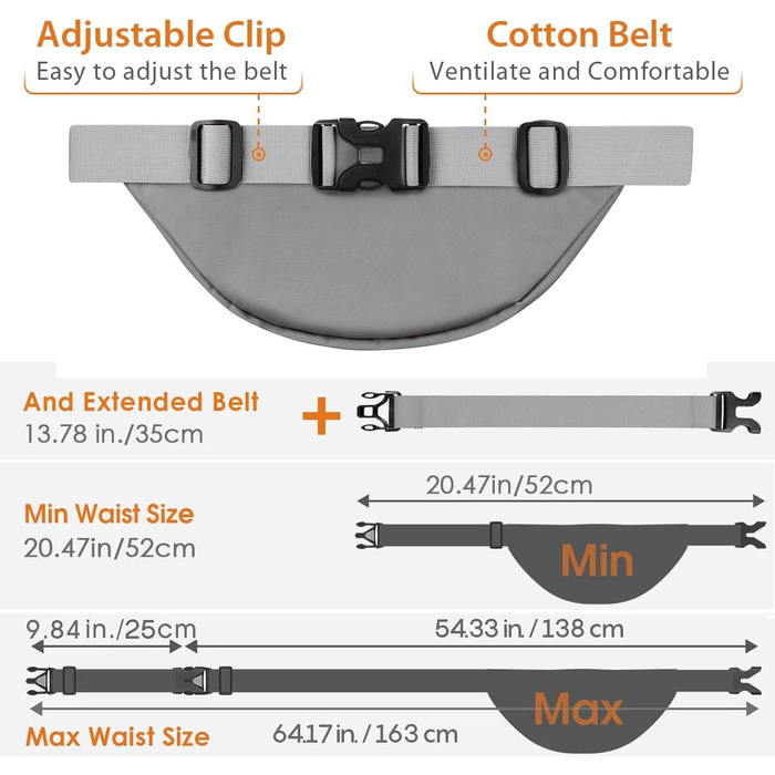 Чоловіча/Жіноча поясна сумка-бананка 4 Taschen, велика місткість, чорна/сіра, для iPad mini/iPhone 12 Pro Max, водонепроникна, з регульованим ремінком