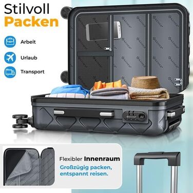 Чемодан KESSER® 120L з ABS-пластику з кодовим замком, вагами та органайзером | Валіза на колесах для подорожей та бізнесу, 55см