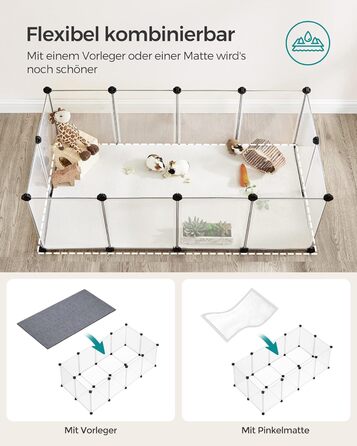 Клітка для гризунів SONGMICS Freigehege з піддоном, 143 x 73 x 46 см, біла. Підходить для кроликів, хом'яків, їжаків. LPC02W