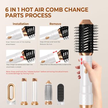 Набір для укладки волосся Pro Hairstyler 6 в 1: фен-щітка, локони, об'єм, сушка, випрямлення | Atopskins | 1000W