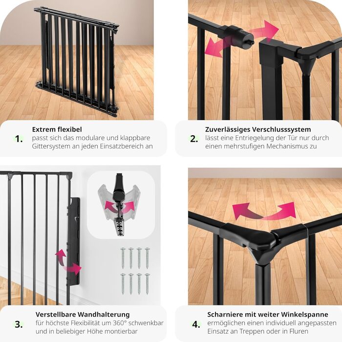 Захисне ґратка для каміну Tectake® з дверцятами, 290 см, чорний. Металевий захист від вогню, відбійник, сітка для тварин, огорожа для дітей.