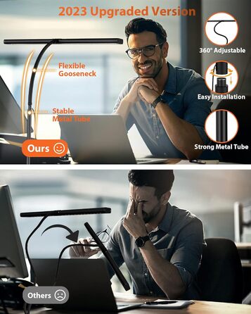 Настільна лампа 10W з регулюванням яскравості - 160 LED, USB-адаптер, 3 колірні температури, 10 рівнів яскравості, гнучкий 70см