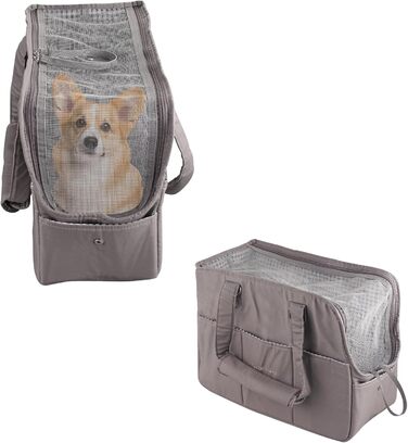 Складана переносна переносна коробка для собак та котів - переносна собача коробка/сумка для транспортування до 4 кг собак та 5 кг котів для подорожей та авто | Сірий 40x16x32 см, сірий L 16 x B 32 x H 40 см