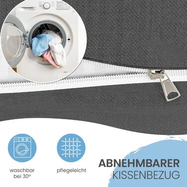 Підголовник для спини ELONEO 70 см, клиновидна подушка для ліжка та дивана, трикутна подушка для читання, знімний та пральний чохол, з практичною кишенею, антрацит, 70 см