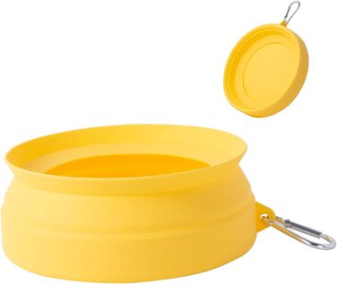 Складаний миска для води для собак SLSON, витокозахисний, портативний, для подорожей на авто, персиково-рожевий (жовтий)