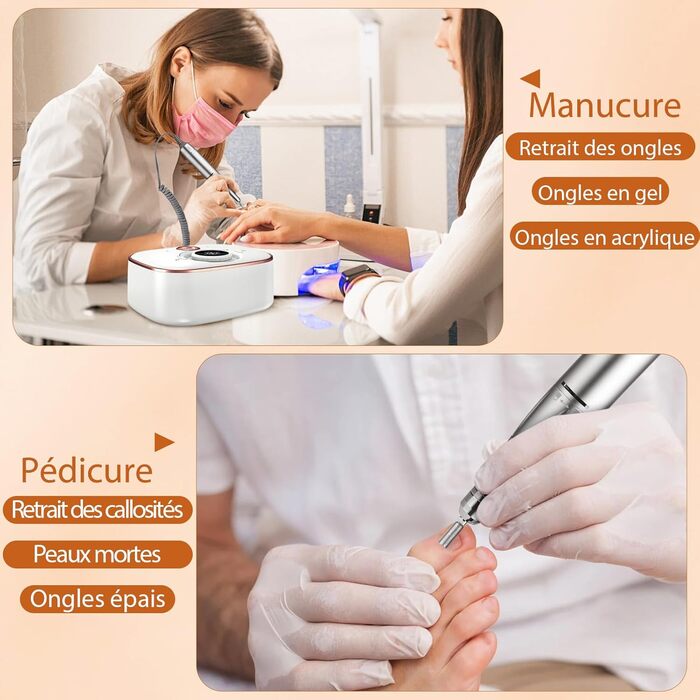 CIVPOWER Набір для манікюру та педикюру: професійний електричний фрезер для нігтів з акумулятором 4000mAh, 13 насадок