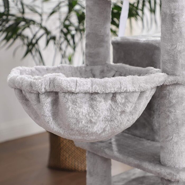 Драбина для котів Feandrea з 3 будиночками, 164 см, сірий колір (164H x 55W x 40D см)