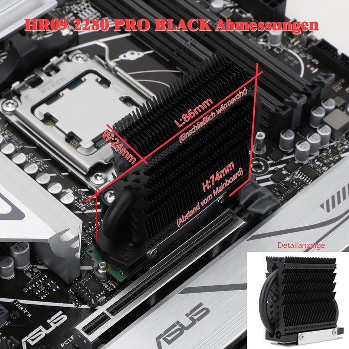 Радіатор охолодження SSD Thermalright 09-2280-PRO-Black для M.2 NVMe накопичувачів