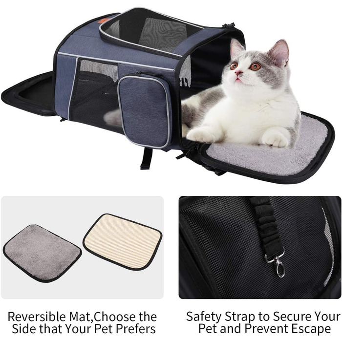 Рюкзак-переноска для котів та маленьких собак Morpilot, 7 кг, Denim Blue, 32x28x42 см