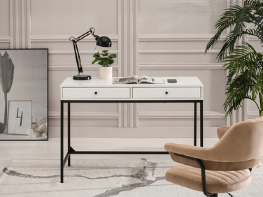 Прямокутний письмовий стіл Mebel-Partner 110 x 48 x 76 см, білий/чорний