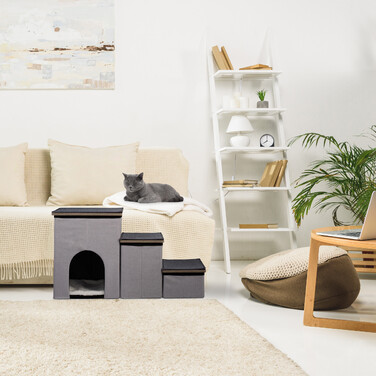 Relaxdays 3-Step Dog Stairs with Cave