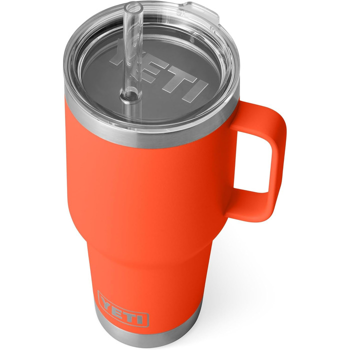 YETI Rambler 35 oz Stainless Steel Vacuum Insulated Straw Mug with Stronghold Lid (Papaya)