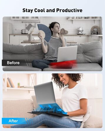 Зручний лапдеск AboveTEK для ноутбука: ергономічний, з антиковзким покриттям, захистом від нагріву та вбудованим ковриком для миші. Ідеально для роботи в ліжку, на дивані та в подорожах (чорний)